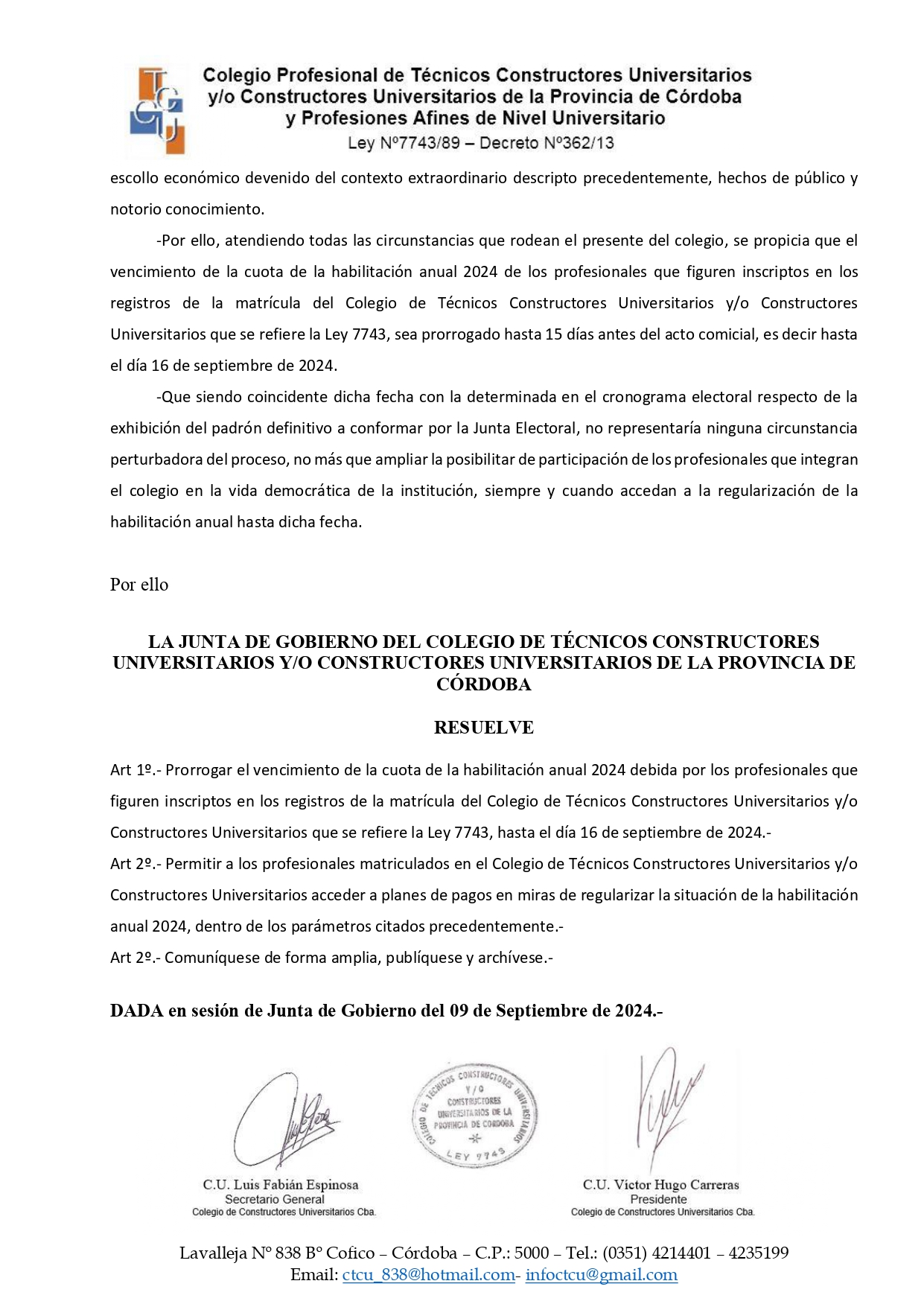 Convocatoria Asamblea 1 de Julio